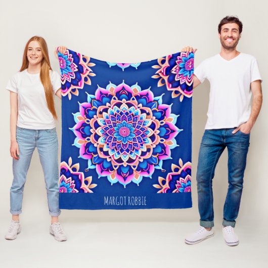 Mandala Violet Pink Geometrisches Muster Fleecedecke (Beispiel)