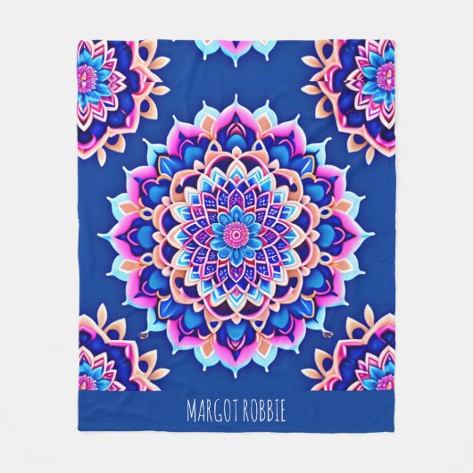 Mandala Violet Pink Geometrisches Muster Fleecedecke (Vorderseite)