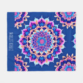 Mandala Violet Pink Geometrisches Muster Fleecedecke (Vorderseite (Horizontal))