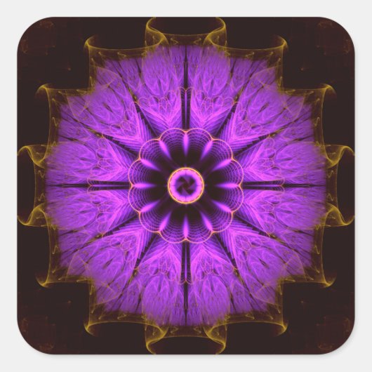 Mandala Violet Quadratischer Aufkleber (Vorderseite)