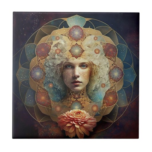 Mandala Visionäre Kunst leben Fliese (Vorderseite)