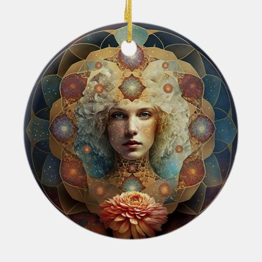 Mandala Visionäre Kunst leben Keramik Ornament (Hinten)