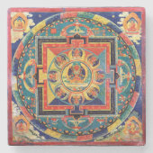 Mandala von Amitayus Tibet Kunst des 19. Jahrhunde Steinuntersetzer (Vorderseite)