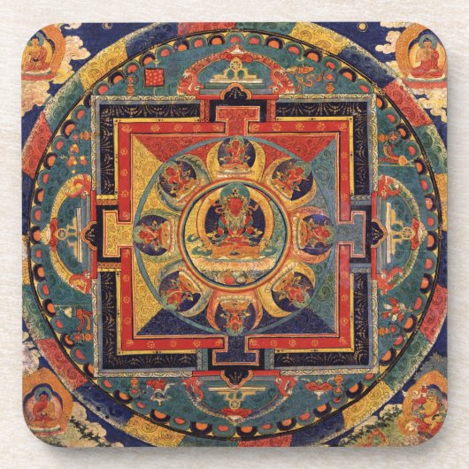 Mandala von Amitayus. Tibetanische Schule des 19. Getränkeuntersetzer (Vorderseite)