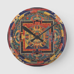 Mandala von Amitayus. Tibetanische Schule des 19. Runde Wanduhr