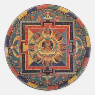 Mandala von Amitayus. Tibetanische Schule des 19. Runder Aufkleber