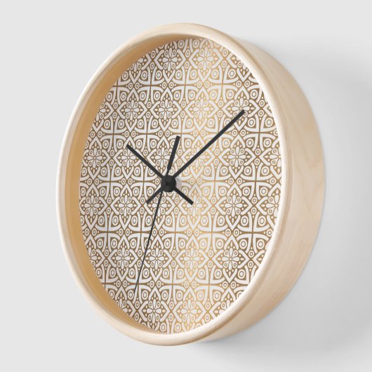 Mandala Wall Clock: White and Gold Uhr (Winkel)