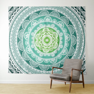 Mandala Wall Tapestry Green Blue Aquamarin Wandteppich