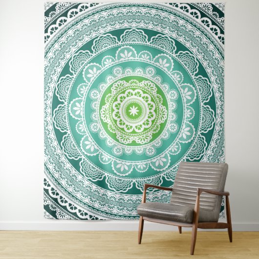Mandala Wall Tapestry Green Blue Aquamarin Wandteppich (Beispiel)