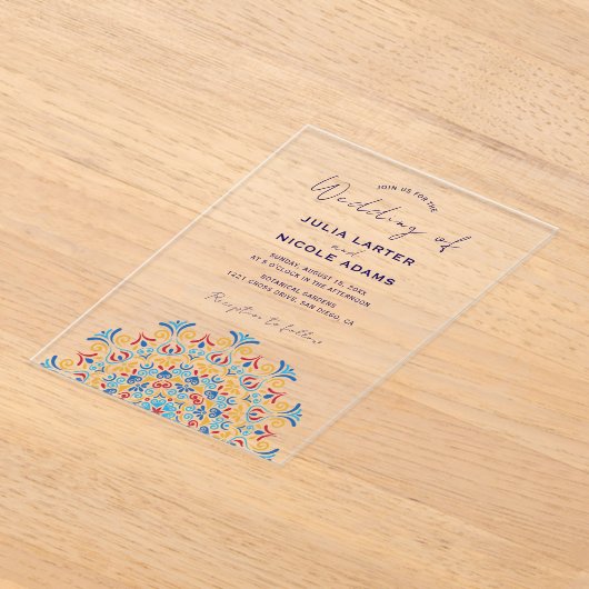 Mandala Wedding Country Culture Wappen Acryleinladungen (Ablage )