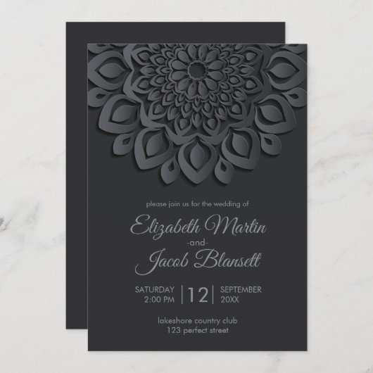 Mandala Wedding Einladung (Vorne/Hinten)