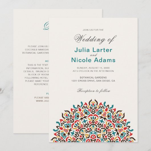 Mandala Wedding Einladung (Vorne/Hinten)