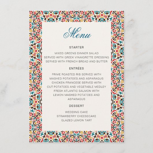 Mandala Wedding Menükarte (Vorderseite)