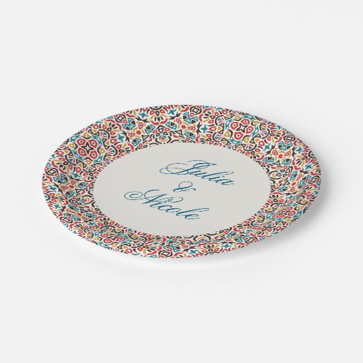 Mandala Wedding Pappteller (Schrägansicht)