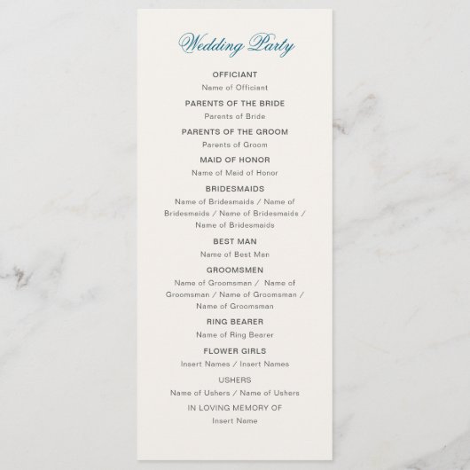 Mandala Wedding Programm (Rückseite)