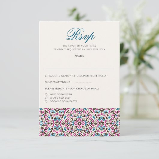 Mandala Wedding RSVP Karte (Stehend Vorderseite)
