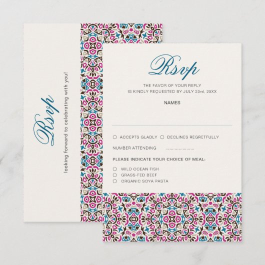 Mandala Wedding RSVP Karte (Vorne/Hinten)