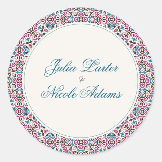 Mandala Wedding Runder Aufkleber (Vorderseite)