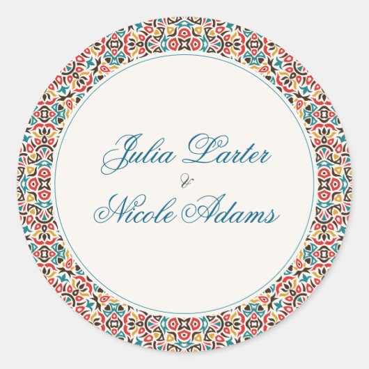 Mandala Wedding Runder Aufkleber (Vorderseite)