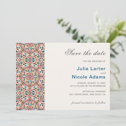 Mandala Wedding Save The Date (Stehend Vorderseite)