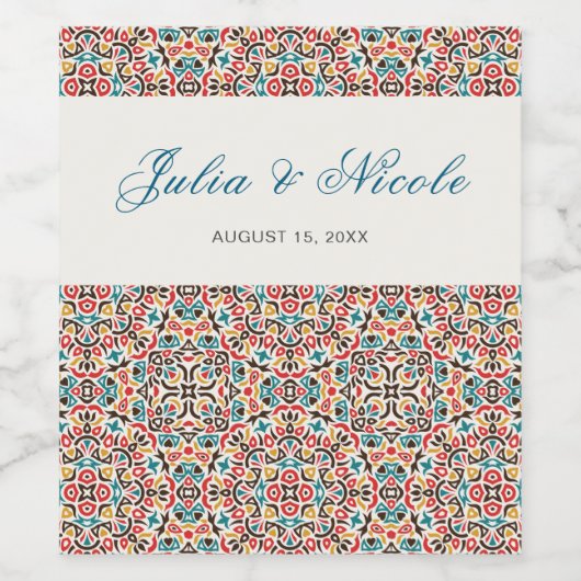 Mandala Wedding Weinetikett (Einzelnes Label)