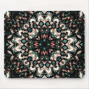 Mandala. Weiß, grün, beige, kreisförmig verziert Mousepad