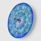 Mandala White Kontur blue Wassercolor - Große Wanduhr (Winkel)