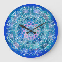 Mandala White Kontur blue Wassercolor -