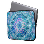 Mandala White Kontur blue Wassercolor - Laptopschutzhülle (Vorderseite Links)