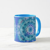 Mandala White Kontur blue Wassercolor - Tasse (VorderseiteRechts)