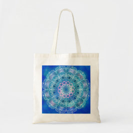 Mandala White Kontur blue Wassercolor - Tragetasche