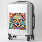 Mandala-Wolf mit floralen Akzenten Aufkleber (Koffer)
