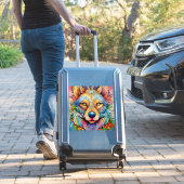 Mandala-Wolf mit floralen Akzenten Aufkleber (Koffer Insitu)