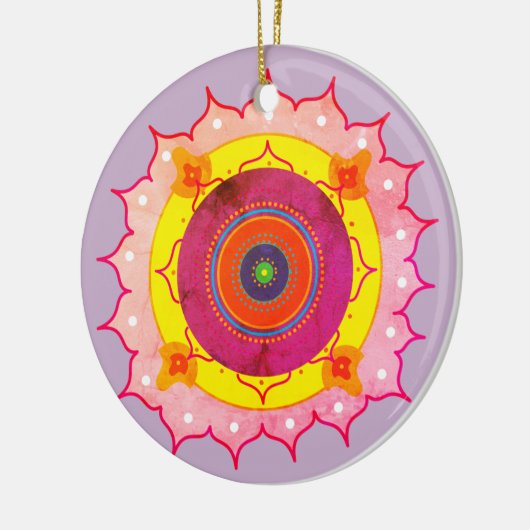 Mandala Yellow Pink Keramik Ornament (Links)