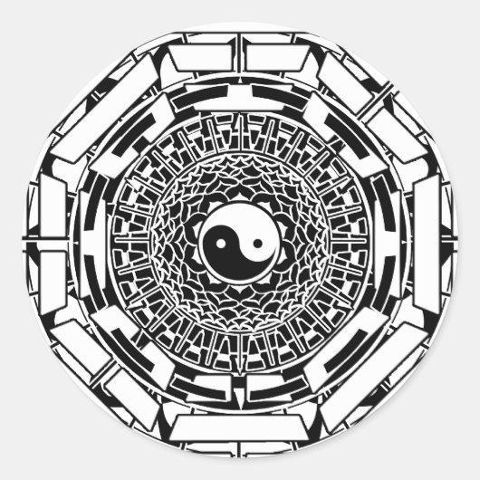 Mandala Yin Yang (weiß) Aufkleber (Vorderseite)