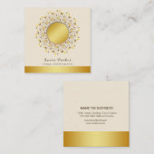 Mandala Yoga Instructor Classic Lotus Floral Gold Quadratische Visitenkarte (Vorne/Hinten)