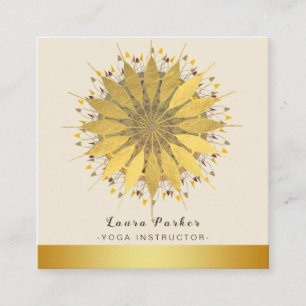 Mandala Yoga Instructor Classic Lotus Floral Gold Quadratische Visitenkarte