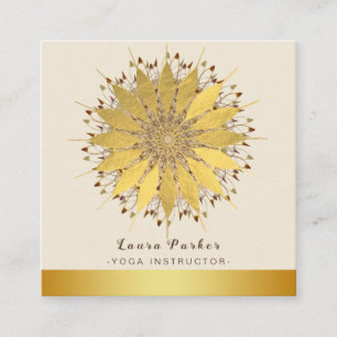 Mandala Yoga Instructor Classic Lotus Floral Gold Quadratische Visitenkarte
