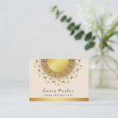 Mandala Yoga Instructor Classic Lotus Floral Gold Visitenkarte (Stehend Vorderseite)