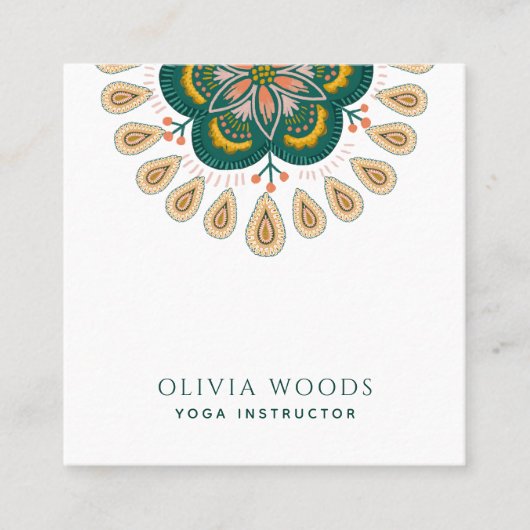 Mandala Yoga Instructor Quadratische Visitenkarte (Vorderseite)