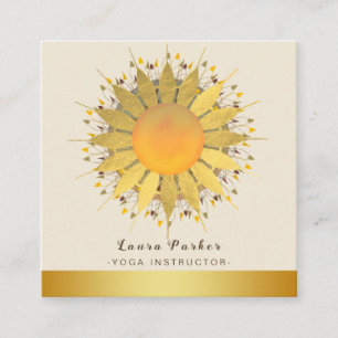 Mandala-Yoga-Lehrer Classic Lotus Floral Gold Quadratische Visitenkarte