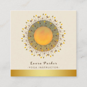 Mandala-Yoga-Lehrer Classic Lotus Floral Gold Quadratische Visitenkarte