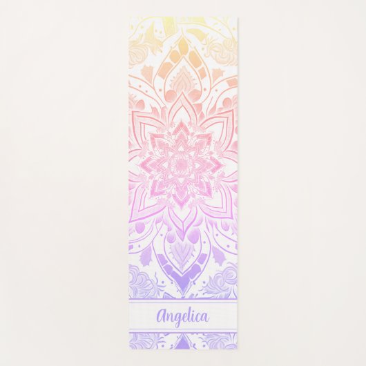 Mandala Yoga Mat in Girly Lilac Lila Pink Ombre Yogamatte (Vorderseite)