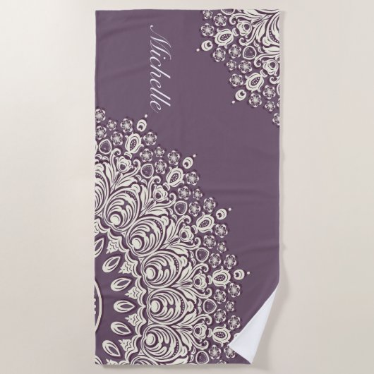 Mandala Yoga Mat mit Namen, personalisierbar, benu Strandtuch (Vorderseite)