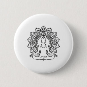 Mandala Yoga Meditation Pose Achtsamkeit Design Button