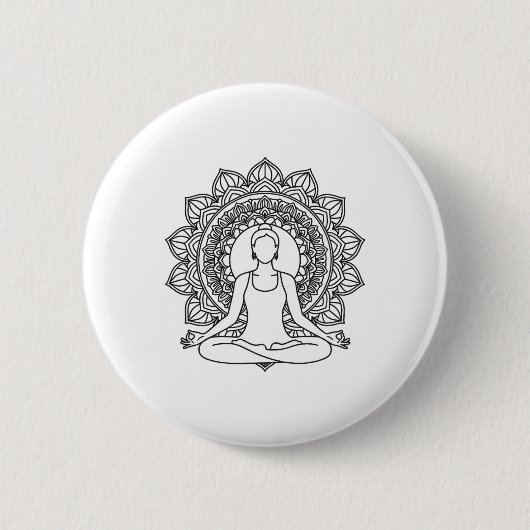 Mandala Yoga Meditation Pose Achtsamkeit Design Button (Vorderseite)