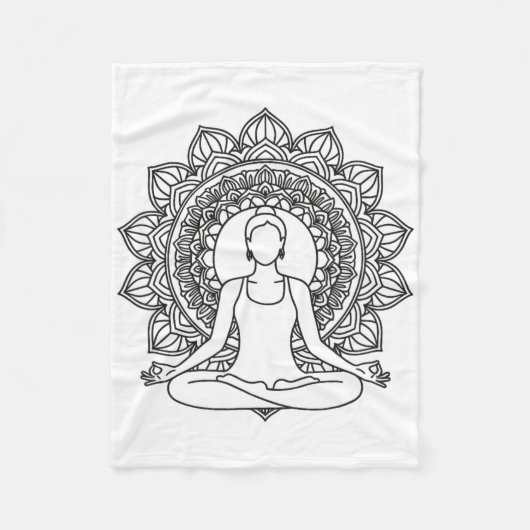 Mandala-Yoga-Meditationspose Achtsamkeitsdesign Fleecedecke (Vorderseite)