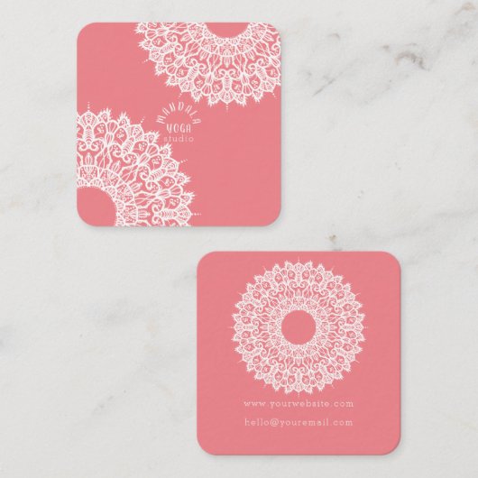 Mandala Yoga Studio Quadratische Visitenkarte (Vorne/Hinten)