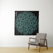 Mandala Zeichnend in schwarzem Aqua - handgeschrie Wandteppich (Beispiel (Horizontal))