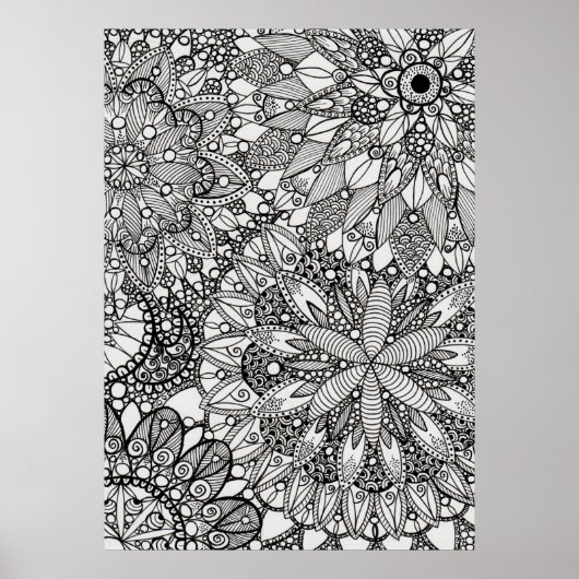 Mandala Zen Muster Lineart Poster Print (Vorne)